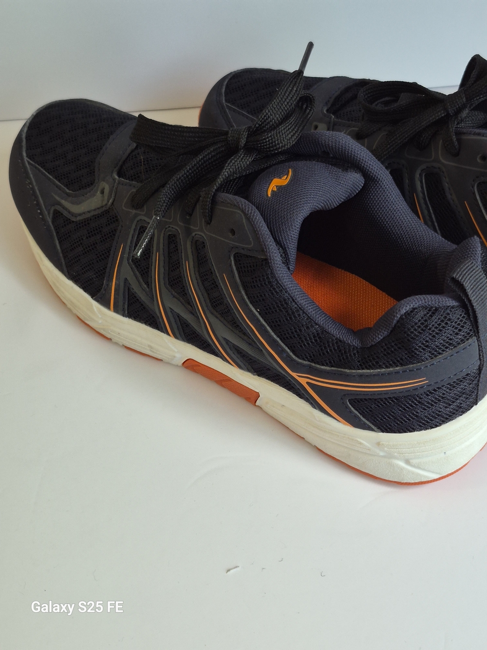 Athletic Sneakers - Black with Orange and White Soles - Picture 3 of 7
